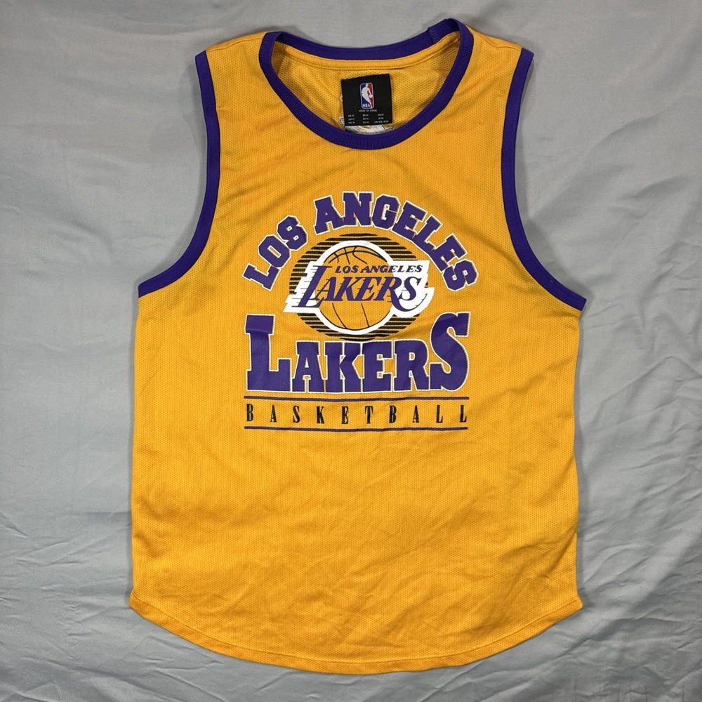 Vintage Los Angeles LA Lakers NBA Tank Top Jersey Yellow Adult Medium‎